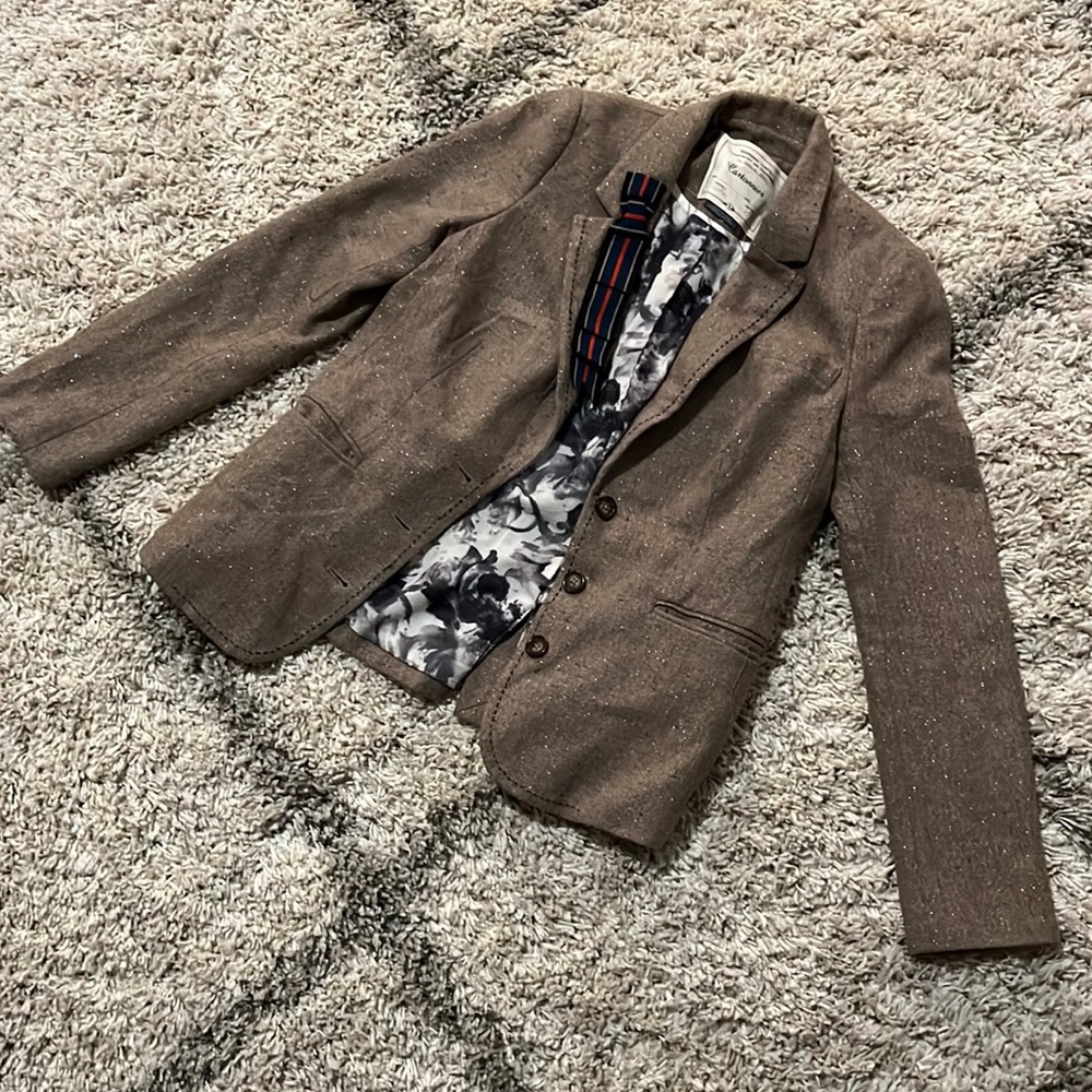 Brown sparkle thread blazer. Size 4